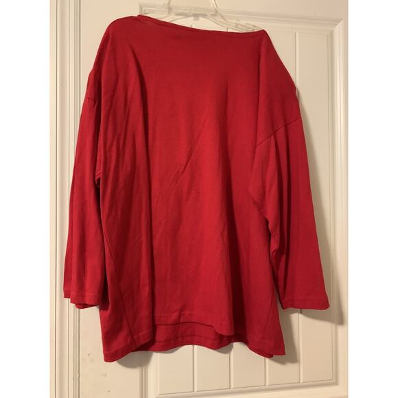 Sweet Blondie red christmas themed blouse shirt kitty bear made in US VTG 1X - Picture 7 of 7